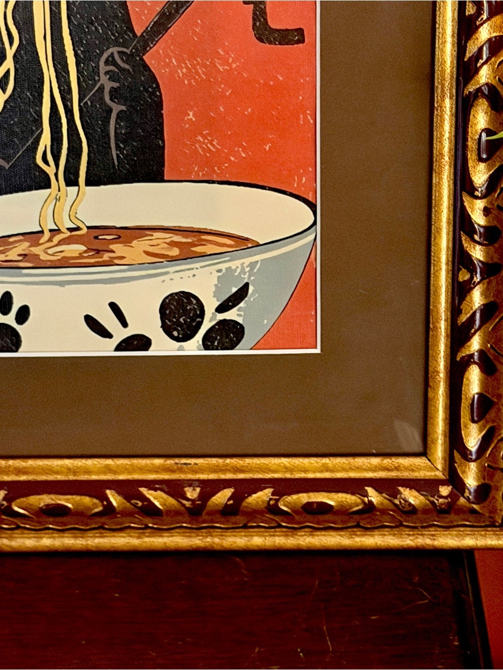 Hungry Pug Eating Ramen Japanese Retro Style Canvas Art Print Vtg Frame Dog Art - Picture 5 of 9